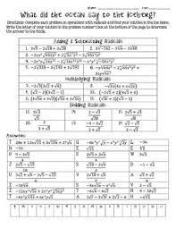 Operations With Radicals Joke Activity Algebra 2 Freebie College Algebra Algebra Teaching Fun