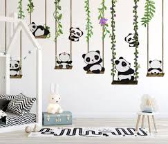 Panda Bears With Swing Wallpaper Mural Kids Wall Murals Kids Room Wall Nursery Wall Decor Girl