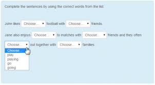 Complete the sentences below with these words: Select Missing Words Question Type Moodledocs