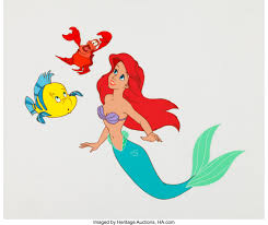 They are main characters from the little mermaid movie! The Little Mermaid Ariel Flounder And Sebastian Color Model Cel Lot 94887 Heritage Auctions