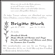 Traueranzeigen von Brigitte Stark