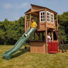 It's a unique combination of a playhouse and playset in one. Cedar Summit Lofty Heights Playhouse With Slide 3 10 Years Costco Uk