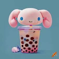 Cinnamoroll drinking boba on Craiyon