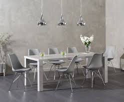 The Atlanta 200cm Light Grey High Gloss Dining Table With Celine Chrome Leg Chairs Seats 8 Diners Manufactured From Durable Solid Wood With Clean Lines And Ang Dining Table Contemporary Dining