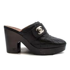 Chanel Black Quilted Leather Clogs Size 37 At 1stdibs