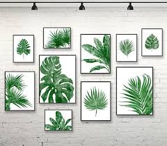 Arredamento Verde Parete Verde Appeso Stampa Arte Tropicale Foglia Di Palma Acquerello Stampa Foglie Ufficio Ufficio Set Di 10 Arte Parete Verde S44 Tropical Art Print Green Wall Art Green Decor