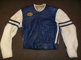Vintage Bates Leathers Racing Jacket Leather Blue White Stripe Motorcycle Vanson Jackets Leather Jacket Blue And White