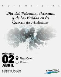 ???? Acto Oficial del Día del Veteranos, Veteranas y de los Caídos en la  Guerra de Malvinas ???? ????️Miércoles 2 de Abril ???? 10 horas ???? Plaza Colón