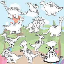 Kleurplaat dinosaurus 54 allerbeste dinosaurus kleurplaten. Vector Coloring Page Of Line Art Dinosaurs And A Volcano Clipart Image