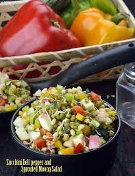 Zucchini Bell Pepper And Sprouted Moong Salad Recipe Recipe Stuffed Peppers Salad Recipes Stuffed Bell Peppers