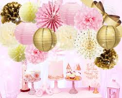 Blue, pink, green, turquoise, grey, yellow, orange, gold, black and many others. Pink Gold Princess Birthday Party Decorations Pink Gold Baby Shower Decorations Polka Dot Paper Fan Tissue Paper Pom Pom Honeycomb Balls For Bridal Shower Decorations Buy Online In Antigua And Barbuda At