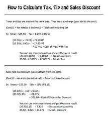 Freebie How To Calculate Tax Tip And Sales Discount Cheat Sheet Sped Math Cheating Cheat Sheets
