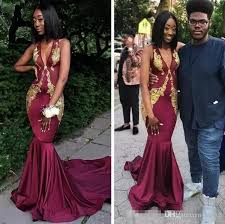 2018 Arabic Burgundy Mermaid Prom Dresses Deep V Neck Sleeveless Gold Lace Appliques A Prom Dresses Sleeveless Prom Dresses Long With Sleeves Maroon Prom Dress