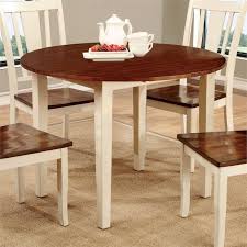Solid cherry, expands from 42 round to 105 oval. Furniture Of America Delila Round Wood Dining Table In White And Cherry Idf 3326wc Rt