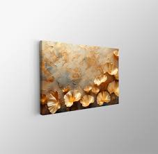 Tablou Canvas Print Flori Aurii Elegante texturi relief si stilizat ab –  The Print Studio