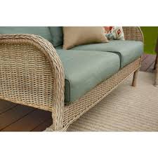 Hampton Bay Lemon Grove 4 Piece Wicker Outdoor Patio Conversation Set With Surplus Cushions D11230 4pc The Home Depot In 2020 Conversation Set Patio Hampton Bay Outdoor Patio