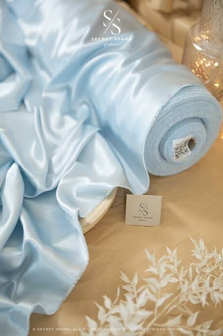 NEW Powder Blue Silky Satin Fabric Airy Light Weight Fabric One Way  Stretch, Light Blue Satin for Decorations, Clothing, Wholesale | Iconic -  Etsy