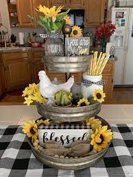 Sunflower Tray Sunflower Kitchen Decor Sunflower Home Decor Tiered Tray Decor