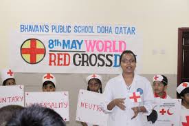Today, we are celebrating world red cross and red crescent day. World Red Cross And Red Crescent Day Bhavans Qatar