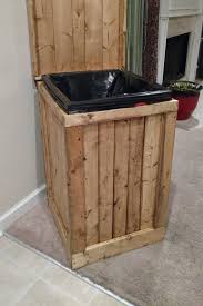 Wood Garbage Can 30 Gallon Trash Can Wood Trash Bin Wood Trash Can Kitchen Trash Cans Wooden Trash Can