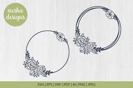 Download Floral Wreath Monogram Cut File Graphic By Diycuttingfiles Creative Fabrica PSD Mockup Templates