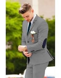 F324 mens bnwt topman wool grey 2 piece suit jacket and trousers uk m eu 48. Men S Suit Jacket With Elbow Patches Matching Free Pants Dar