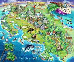 Costa rica is one of most highly valued tourist destinations in this planet. Costa Rica Map Illustration Poster By Maria Rabinky Traveltoafrica Traveltoafricades Costa Rica Reise Costa Rica Sehenswurdigkeiten Illustrierte Karten