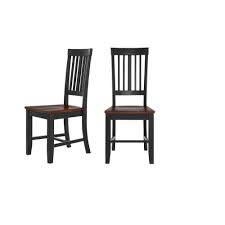 Sharing my dining room reveal. Stylewell Scottsbury Black Wood Dining Chair With Slat Back And Walnut Finish Seat Set Of 2 16 7 In W X 38 7 In H Dc 2004 Chr B W The Home Depot