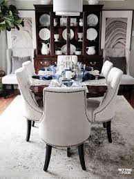 Elegant Fall Table Settings With A Blue And White Palette Traditional Dining Room Furniture Dining Room Updates Dining Room Furniture