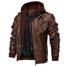Visit Papastyle1 Com Moruancle Men S Fashion Leather Biker Jackets And Coats With Removable H Leather Jacket Men Leather Jacket With Hood Brown Leather Jacket