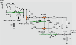 The complete bass treble circuit diagram is shown in the image below. Bass Treble Tone Control Circuits 3 Designs Discussed