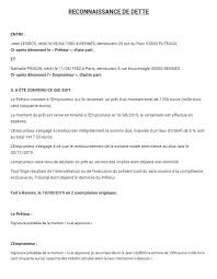 Reconnaissance De Dette Modele Pdf Et Word