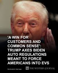 A Win for Customers and Common Sense': Trump Axes Biden Auto Regulations  Meant to Force Americans Into EVs: This is a great move. Tap the link to  get the full story: https://w-j.co/s/7cc83
