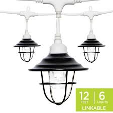 Enbrighten Light Bundle Classic Led Cafe Lights 6 Bulbs 12 Ft White Cord And 6 Oil Rubbed Bronze Cage Light Shades