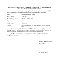 Surat pernyataan tidak memiliki orang tua dan/atau saudara kandung yang masih aktif bekerja di pt jasa raharja; Surat Pernyataan Menyatakan Bersedia Untuk Tidak Menikah Selama Menjadi Peserta Magang