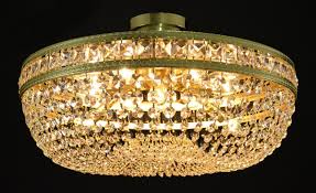 Bel air lighting crystal droplet led flush mount ceiling light. Flush Mount Basket Crystal Chandelier With Square Stones Bohemian Glass