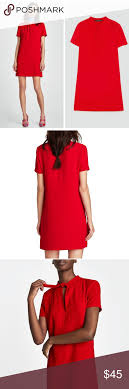 Zara Woman Red Dress Xs Mini Ties Neck Xs Nwt Red Dress Women Zara Women Red Mini Dress