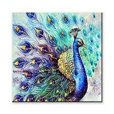 Wall painting art design at home. Pintura Peacock Designer Canvas Painting Wall Art Home Decor Art Paint Unique Design Size 12 Inch X 12 Inch Uv Texture Amazon In Home Kitchen