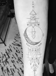 Moon Geometric Dotwork Single Needle Tattoo By D Mon The Architect Tattoos Single Needle Tattoo Tattoo Designs