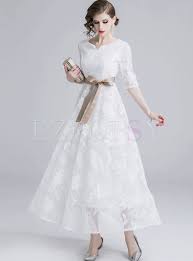 A daytime wedding is a great reason to wear a fun, summery print like gingham. Elegant Lace Half Sleeve Tie Waist Hem Maxi Dress Elegant White Dress Maxi Dress Wedding Dresses