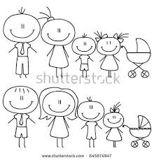 Set Of Happy Cartoon Doodle Figure Family Stick Man Stickman Illustration Featuring A Mother And Fathe Stick Figure Family Stick Figure Drawing Stick Figures