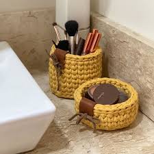 Kit Cestos Porta Maquiagem Cesto De Fios Cesta De Croche Cestas De Croche