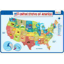 Amazon Com Merka Kids Placemats Educational Placemat Non Slip Reusable Plastic United States Of America Map Usa States Capitals Home Kitchen