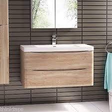 800mm Wall Hung Oak Bathroom Vanity Unit Basin Oak Bathroom Vanity Bathroom Units Bathroom Vanity Units