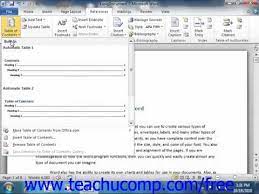 Word 2010 Tutorial Creating A Table Of Contents Microsoft Training Lesson 19 1 Youtube