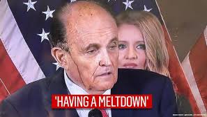 'and i thought borat's daughter was his low point!' Hot Mess Rudy Giuliani S Hair Dye Drips Down While Claiming Voter Fraud Watch Video