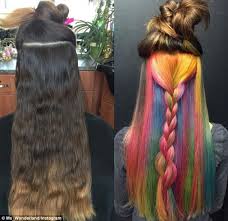 Women Show Off Their Hidden Secret Rainbow Hair Colour On Social Media Daily Mail Online