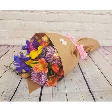 Bscf wrapped bouquet of seasonal cut flowers. Seasonal Wrapped Bouquet Niceville Florist Katie S House Of Flowers