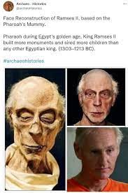 Face Reconstruction of Ramses Il. based on the Pharoah's Mummy. Pharaoh  during Egypt's golden age, King Ramses II built more monuments and sired  more children than any other Egyptian king. (1803-1213 BC). #