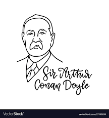 Arthur conan doyle linear sketch portrait Vector Image